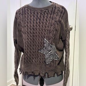 Forever 21 Brown/Gray Cable Knit Sweater Size Large BNWT